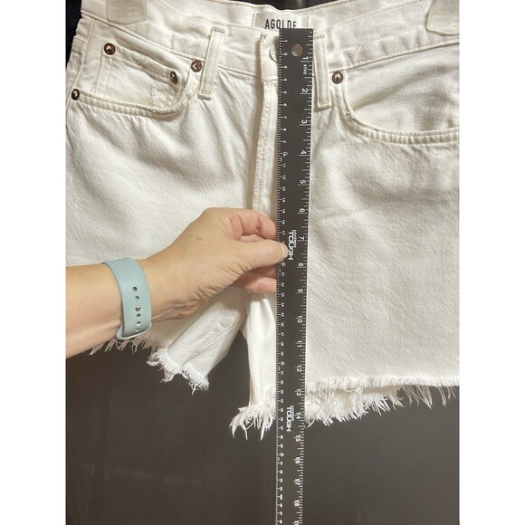 Agolde Womens 23 White Distressed Cotton Low Rise Button‎ Fly Shorts - Picture 4 of 10